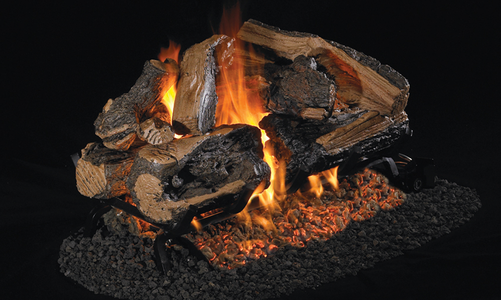 RH Peterson: Charred Rugged Split Oak See-Thru Logs - 18/20"