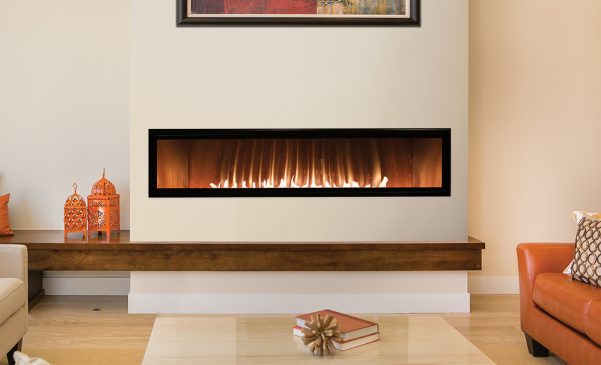 The White Mountain Hearth: Boulevard Vent-Free Linear 60, available from Kindled Timber in Indianapolis, IN