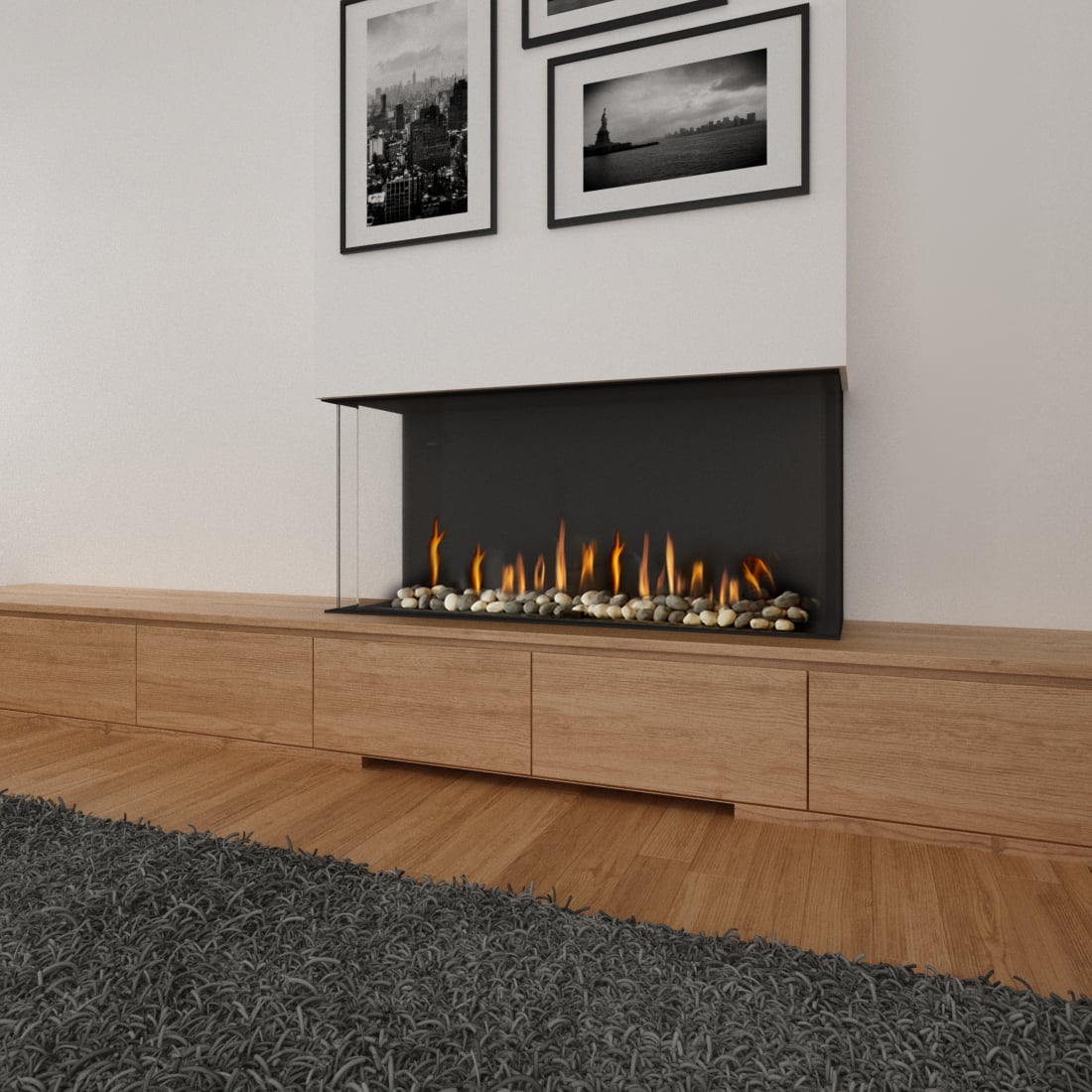Ortal: Three Sided TS 51H Gas Fireplace