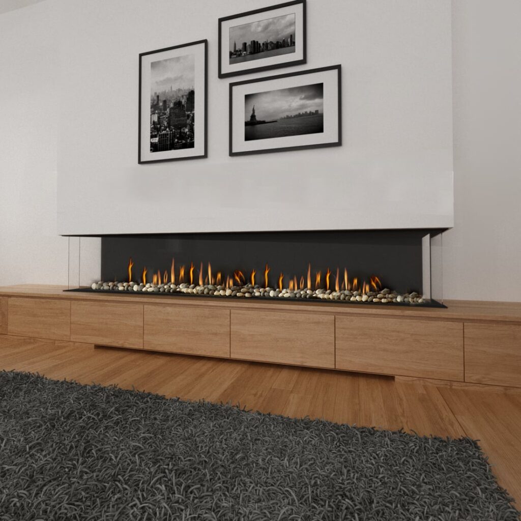Ortal: Three Sided TS 98 Gas Fireplace—primary view