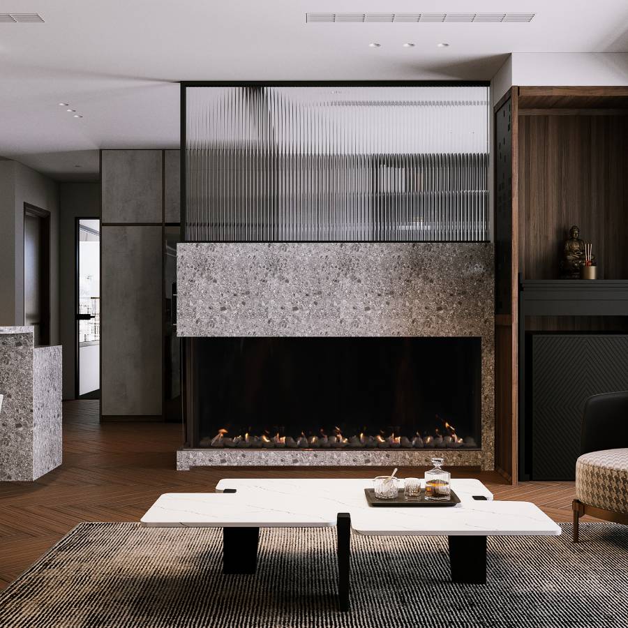 Ortal: Corner Left Side LS 77HH Gas Fireplace—primary view