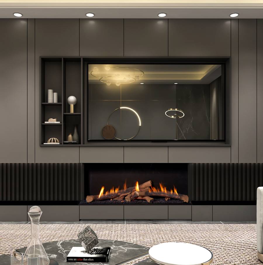 Ortal: Wilderness Three Sided 60H Long Logs Gas Fireplace—primary view