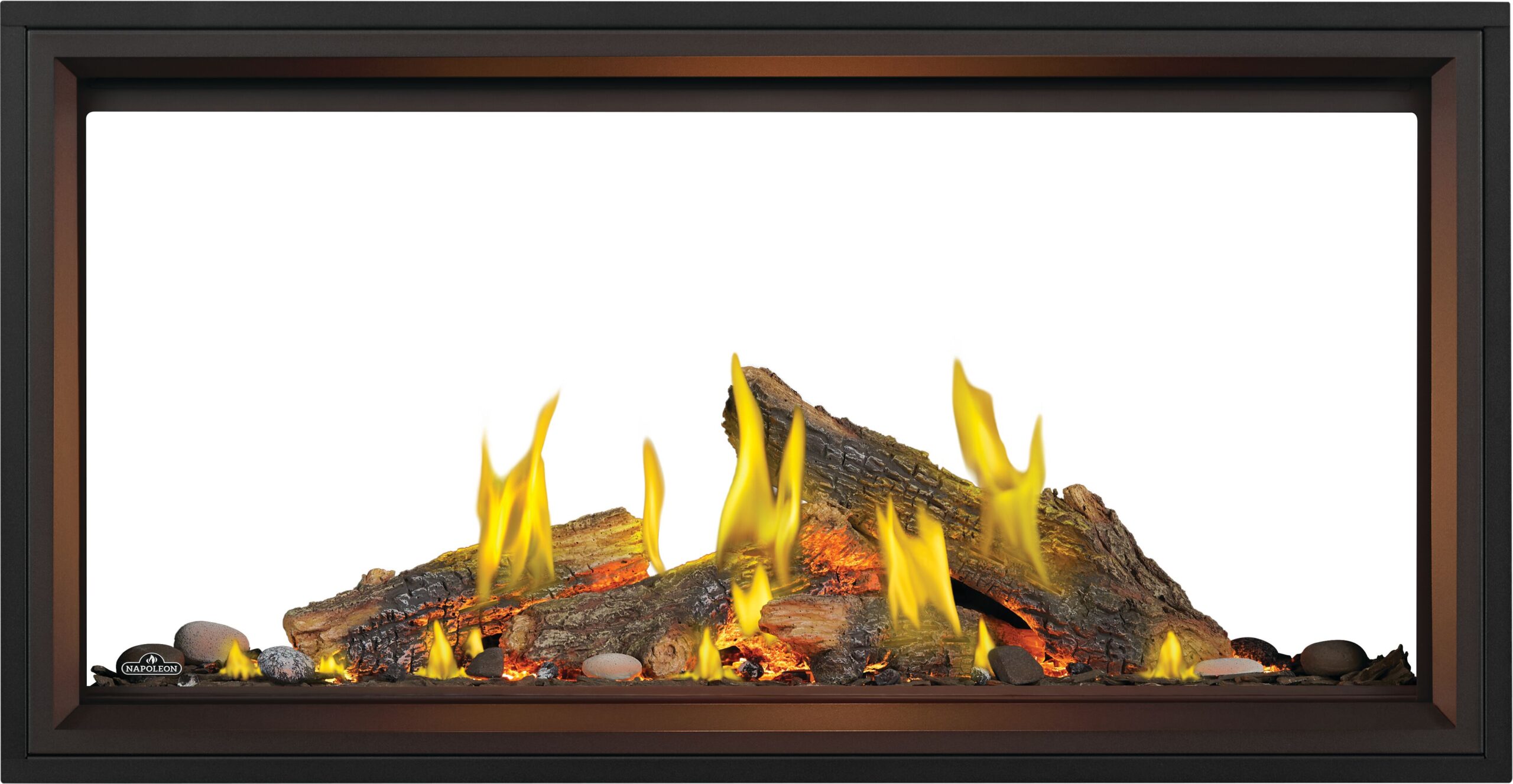 The Napoleon: Tall Linear Vector See-Through TLV50L with Luminous Logs, available from Kindled Timber in Indianapolis, IN
