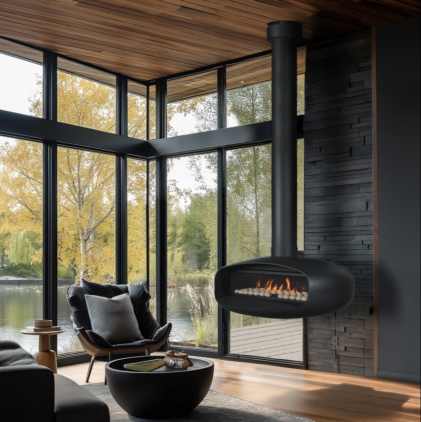 Ortal: Oval 120 Wall Mounted Gas Fireplace—primary view