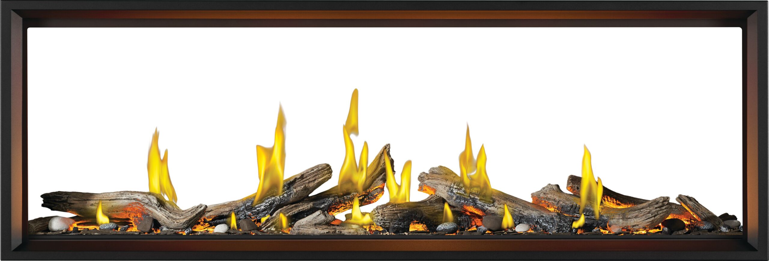 The Napoleon: Tall Linear Vector See-Through TLV74L with Luminous Logs, available from Kindled Timber in Indianapolis, IN