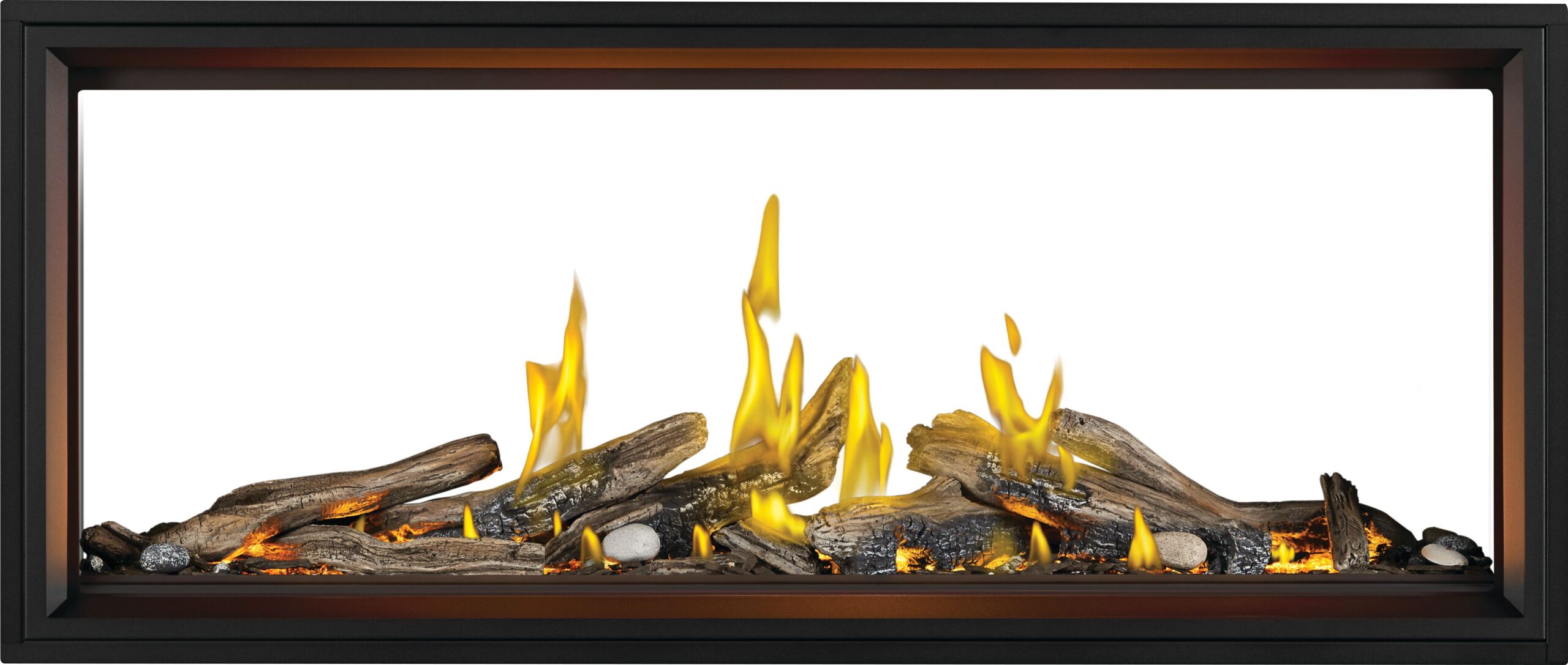 The Napoleon: Tall Linear Vector See-Through TLV62L with Luminous Logs, available from Kindled Timber in Indianapolis, IN