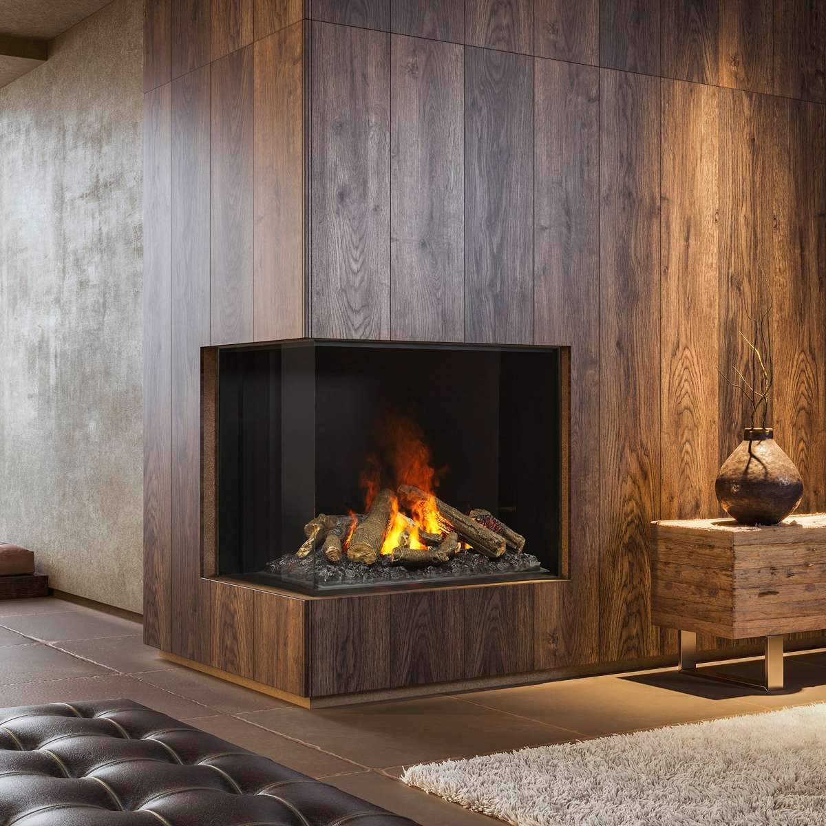 The Dimplex: Optimyst e-MatriX 37 - Left-facing, Two-sided, available from SnowBelt Fireplace & Stove in Stevens Point, WI
