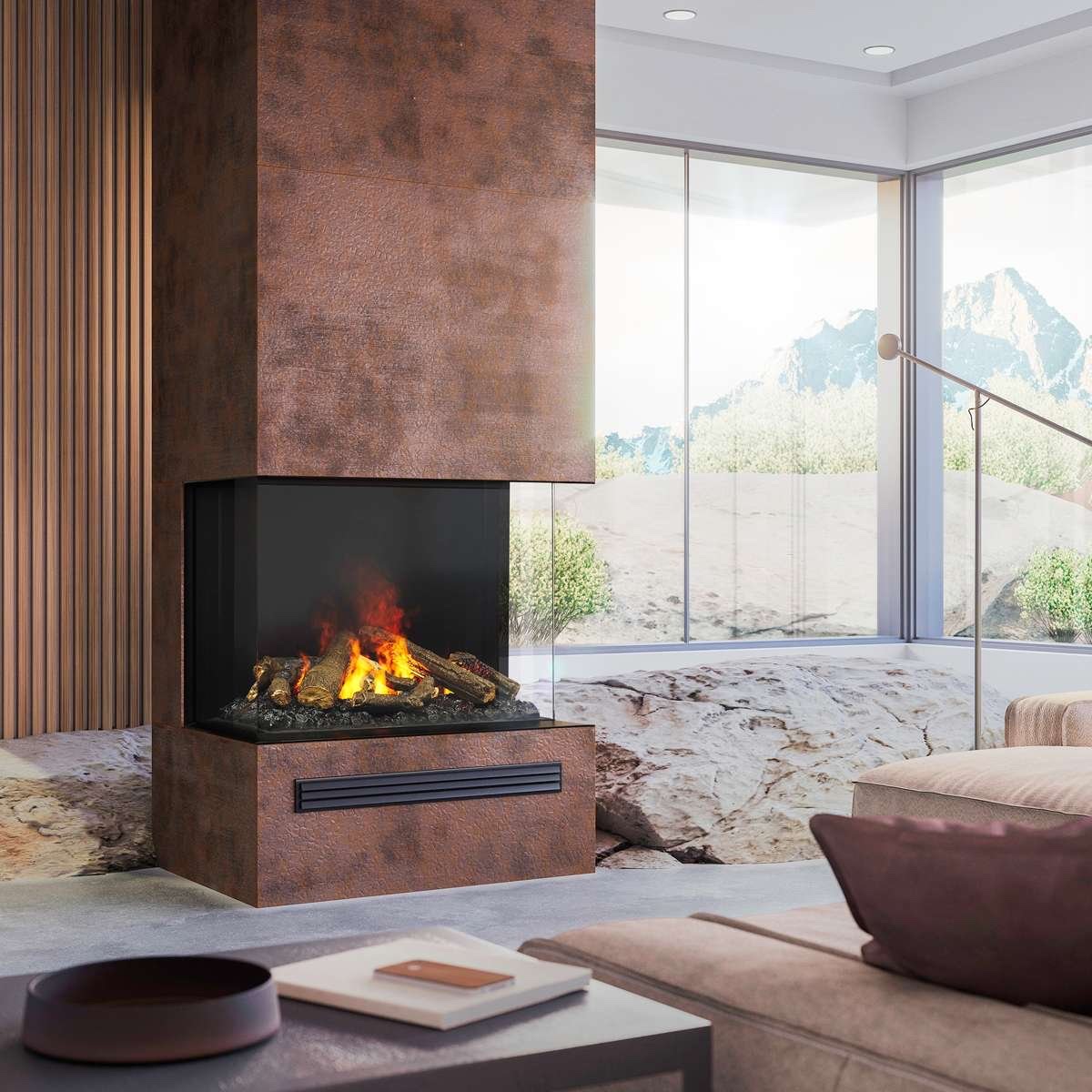 The Dimplex: Optimyst e-MatriX 39 - Three-sided, Bay, available from SnowBelt Fireplace & Stove in Stevens Point, WI