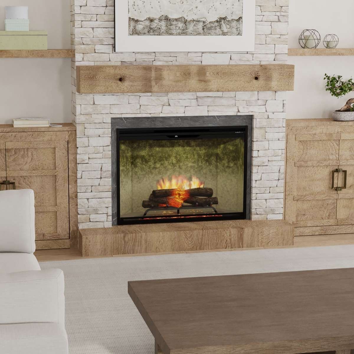 The Dimplex: Revillusion Weathered Concrete 42, available from SnowBelt Fireplace & Stove in Stevens Point, WI