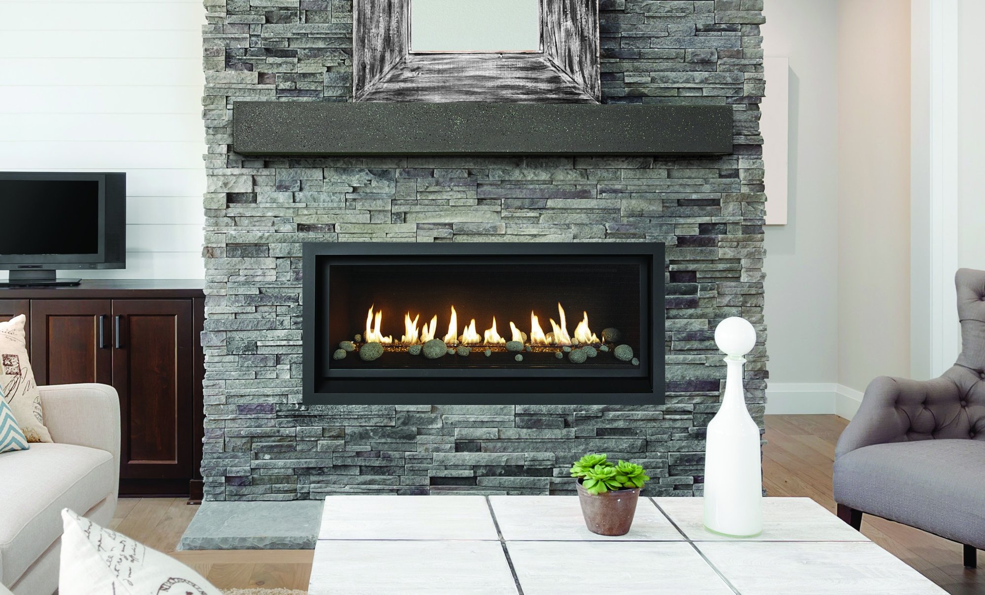 The Fireplace Xtrordinair: Probuilder 42 Linear Deluxe, available from SnowBelt Fireplace & Stove in Stevens Point, WI