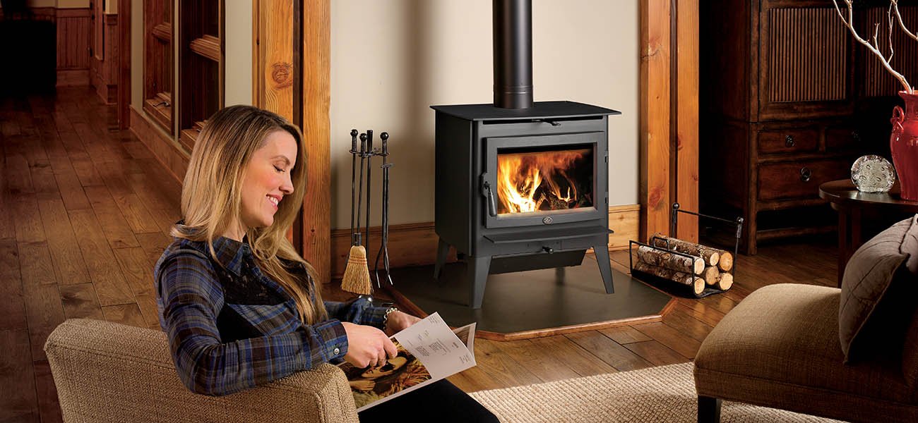 The Lopi: Evergreen Next-Gen Hybrid Wood Stove, available from SnowBelt Fireplace & Stove in Stevens Point, WI