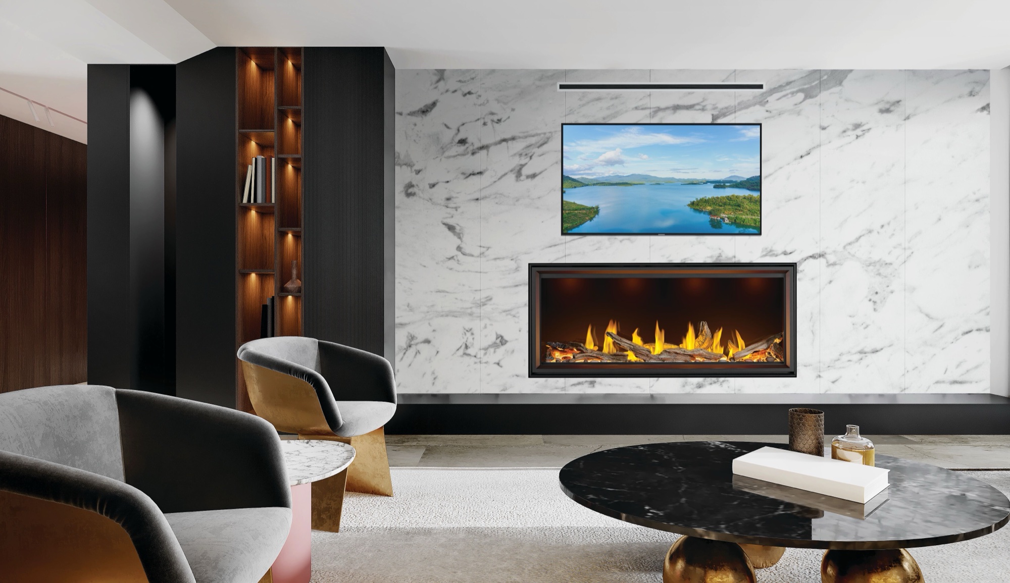 The Napoleon: Tall Linear Vector See-Through TLV62, available from SnowBelt Fireplace & Stove in Stevens Point, WI